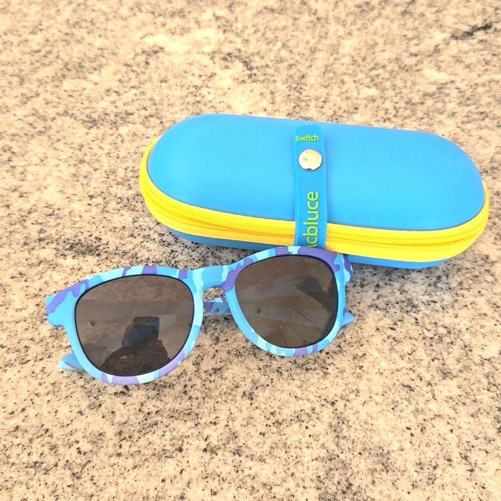 Acbluce Polarized Blue & Purple Kids Sunglasses UV Protection With Case